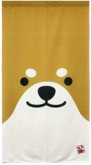 【プリントのれん】BIG柴犬 幅85x丈150cmブラウンベージュ系-niil