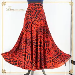 社交ダンス 衣装 ジャンティ gentil スカート ヒョウ柄 赤 ピンク 黒 伸縮 ストレッチ アニマル レッド系 ブラック系 レッスン パーティ 発表会 柔らかい 動物柄 スカート Mサイズ フレア ダンスウェア 踊る シンプル