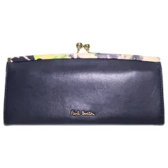 Paul Smith (ポールスミス) がま口長財布 ロングウォレット ゴールド金具 ネイビー レザー レディース