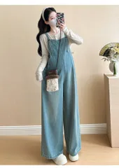セットアップ マタニティ 妊婦服  デニム オールインワン トップス カジュアル 韓国