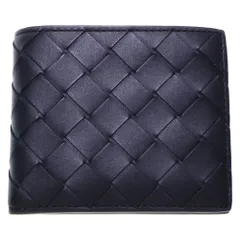 BOTTEGA VENETA (ボッテガヴェネタ) イントレチャート 二つ折り財布 コンパクトウォレット カードケース ブラック レザー