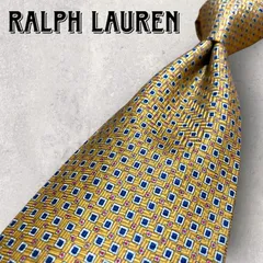 Ralph lauren ラルフローレン パネル柄 ドット柄 ネクタイ ゴールド