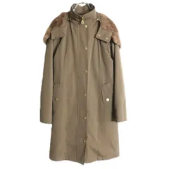 【美品】ブルーレーベル クレストブリッジ ★ライナー付きコート フーディ サイズ38 ブラウン系 フェイクファー付き♪無地 z16010