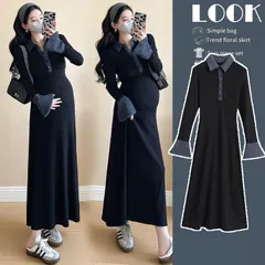 ワンピース マタニティ 妊婦服 秋冬 カジュアル ロング 韓国