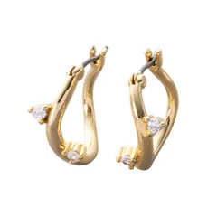【ゴールド×ピアス】[Cream dot. クリームドット公式] ピアス レディース 金属アレルギー ニッケルフリー キャッチレス 開閉式 ワンタッチ ビジュー 小粒 カーブ メタル フープのサムネイル