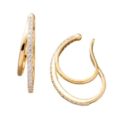 【ゴールド×フリーサイズ】[Cream dot. クリームドット公式] イヤーカフ レディース イヤーカフ 金属アレルギー ニッケルフリー イヤカフ 両耳用 セット ビジュー レイヤード風 カーブ 微調整可能  