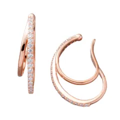 【ピンクゴールド×フリーサイズ】[Cream dot. クリームドット公式] イヤーカフ レディース イヤーカフ 金属アレルギー ニッケルフリー イヤカフ 両耳用 セット ビジュー レイヤード風 カーブ 微調整可能  