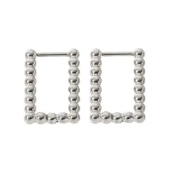 【A：シルバー×ピアス】[Cream dot. クリームドット公式] ピアス レディース ステンレス製 金属アレルギー つけっぱなし サージカルステンレス キャッチレス 中折れ 開閉式 ワンタッチ メタルボール スクエア 四角 フープ 2タイプ