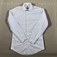 【14 1/2-32/33】Brooks Brothers(ブルックスブラザーズ） ワイドカラーシャツ / Non-Iron Regent Fit ライトブルー×ホワイト（ストライプ） S〜M相当 メンズ