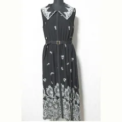 美品 22AW GRACE CONTINENTAL グレースコンチネンタル ビッグカラー刺繍ワンピース 0122331035 サイズ38 ブラック レディース 古着 中古 USED