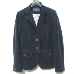 美品 BURBERRY LONDON バーバリーロンドン コーデュロイテーラードジャケット FC315-702-28 36 ネイビー レディース 古着 中古 USED