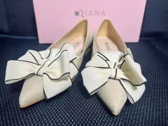 アウトレット [ダイアナ] ローヒール・フラットシューズ 日本製 リボン ポインテッドトゥ フェミニン YG41104 ヒール高1cm台 23CM 未使用品/送料無料/激安処分