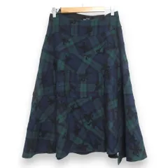 トリココムデギャルソン リボン刺繍チェックフレアースカート AD2017 トリココムデギャルソン リボン刺繍チェックフレアースカート