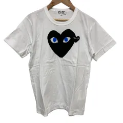 美品 PLAY COMME des GARÇONS プレイコムデギャルソン ハートワッペン プリント 半袖 Tシャツ カットソー AZ-T087 L ホワイト レディース 古着 中古 USED