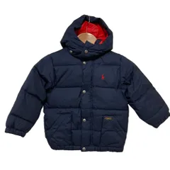 美品 POLO RALPH LAUREN ポロラルフローレン 2WAY フード付き ダウンジャケット キッズサイズ 3 ネイビー キッズ 古着 中古 USED