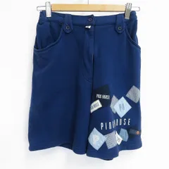 #ax ピンクハウス PINKHOUSE ハーフ パンツ 紺 スウェット パッチワーク コットン 綿 100％ 日本製 ヴィンテージ レディース [945355] k01