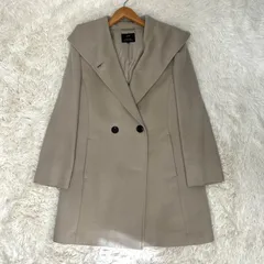 大きいサイズ 46　23区　アンゴラ　フーデットコート　女優襟　ベージュ　ウール