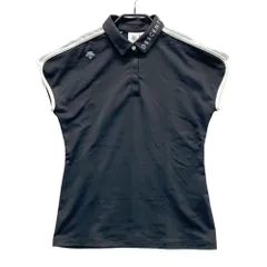 サイズ：M DESCENTE GOLF デサントゴルフ  フレンチスリーブ ポロシャツ  ネイビー系 [240101542715] ゴルフウェア レディース ストスト