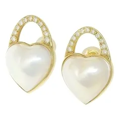 ハート モチーフ パール ダイヤ ピアス K18YG 750 イエローゴールド パール 真珠 ダイヤモンド 0.08ct 0.08ct 耳飾り アクセサリー レディース 送料無料 241001027020 ★