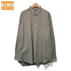 RALPH LAUREN　チェックシャツ　90s vintage　90年代　長袖　シャツ　トップス　ボタンダウン　千鳥格子　ワンポイント　ブランドロゴ　スモールポニー　刺しゅう　オーバーサイズ　古着