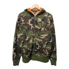 POLO RALPH LAUREN　ジップパーカー　パーカー　スウェット　フルジップ　フード　コットン　裏起毛　迷彩柄　カモフラ　ワンポイントロゴ　刺繍　スモールポニー　アメリカントラッド　古着