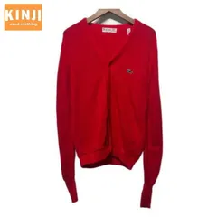 IZOD OF LACOSTE　カーディガン　60's-70's vintage　ニット　アウター　アクリル　ワンポイント　ブランドロゴ　青ワニ　USA製　古着