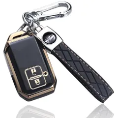 SUZUKI スズキ 専用　キーケース キーホルダー (金縁黒ケース、2ボタン)　s1079