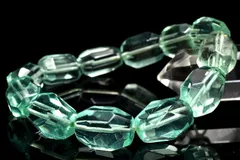 【１点物】キラキラ◇グリーンブルー フローライト　15-17x11-12mm　原石ラフカット ブレスレット パワーストーン 天然石 _MC22
