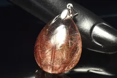 【１点物】シルバー925◇高発色 ブロンズルチルクォーツ　27x21mm　ドロップ ペンダントトップ パワーストーン 天然石 _PC6722