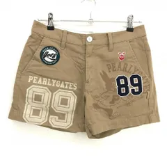 【美品】パーリーゲイツ ショートパンツ ライトブラウン ビッグプリント レディース 1(M) ゴルフウェア PEARLY GATES