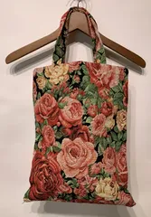 レディース　トートバッグ　ゴブラン織　花柄　古着