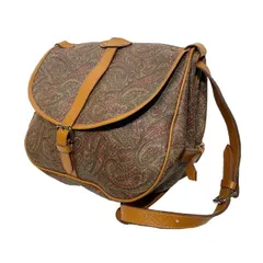 ショルダーバッグ　カバン　肩掛け　ペイズリー柄　レザー　レトロ　古着