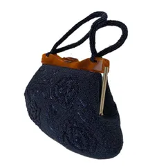 ハンドバッグ　がま口　ビーズ　レディース　古着