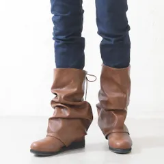 [キャメル] ロングブーツ レディース くしゅくしゅ ルーズ ナウシカブーツ レースアップ 編み上げ ローヒール 痛くない 歩きやすい 柔らかい 疲れない 軽量 軽い 履きやすい カジュアル 3L 4L 25cm おしゃれ かわいい k10-704547