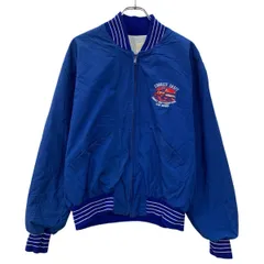 DeLONG SPORTSWEAR スタジアムジャケット XL ブルー ジップアップ アメリカ製 バックデザイン 刺繍ロゴ スポーティー 春物 a710-6783