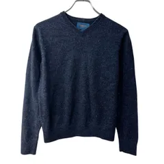 FAIRLANE ウールニット セーター M ネイビー ウール100% 無地 Vネック プルオーバー トップス 秋物 a710-6850