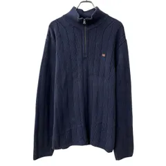 POLO JEANS RALPH LAUREN コットンニット セーター L ネイビー ポロジーンズ ラルフローレン コットン ハーフジップ 秋物 a710-6866