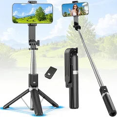 【新品】 自撮り棒【新登場・ミニ三脚 スマホスタンド 三脚 じどり棒 軽量コンパクト 伸縮式最小20cm iphone&android対応 360°自由調整 9段階伸縮 リモコン （10m遠隔操作対応） 携帯スタンド セルカ棒 セルフィー 旅行/動画撮影/ 1