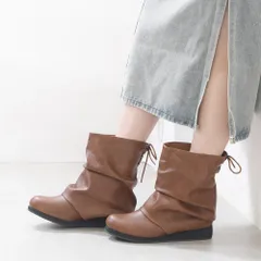 [キャメル] ショートブーツ レディース カバーブーツ レースアップ 編み上げ  ローヒール 痛くない 歩きやすい 柔らかい 疲れない 軽量 軽い 履きやすい おしゃれ カジュアル ナウシカブーツ くしゅくしゅ ルーズ 3L 4L k10-77505