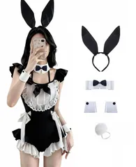 新品 [KALAOK] バニーガール コスプレ うさぎ コスチューム レディース バニー レオタード 仮装 5点セット 可愛い イベント 仮装パーティー 撮影用 女性 萌え 尻尾付き