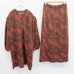 サイトウトヨコ 斉藤都世子 セットアップ スカートスーツ ニット チュニック スカート ロング 総柄 金釦 [a977551]