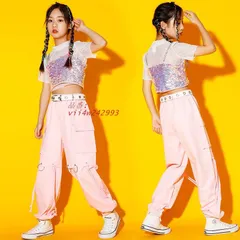 キッズ ダンス衣装 セットアップ へそ出し スカート パンツ 上下セット HIPHOP 演出服 かっこいい 応援団 スパンキラキラ 子供 発表会 vii4w242993