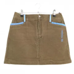 アディダス スカート ブラウン×ライトブルー コーデュロイ ロゴ刺しゅう ストレッチ レディース L/G ゴルフウェア adidas