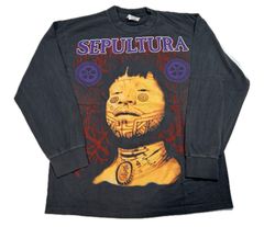 SEPULTURA ROOTS 長袖 Tシャツ 両面プリント フェード 黒 - メルカリ