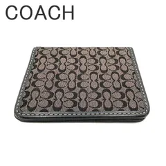 COACH コーチ シグネチャー キャンバス×レザー 二つ折りパスケース カードホルダー