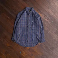 Polo Club ポロクラブ ウール グレンチェックフランネルシャツ 長袖シャツ ブラウン ブルー メンズ M 秋冬 トップス