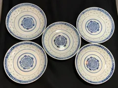 【景徳鎮】青花(染付)  蛍手　受皿　5枚セット