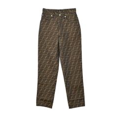 美品】FENDI JEANS ズッカ柄 総柄 パンツ ブラック M イタリア製