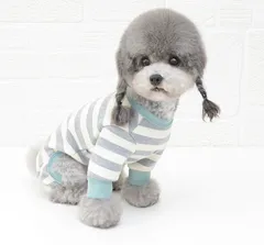 111..【グリーン】　ボーダーロンパース　犬服【新品・未使用】春　秋　冬