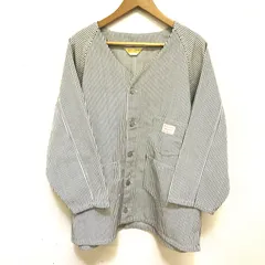 フリークスストア別注 PENNEYS ビッグシルエットノーカラーカバーオール ノーカラージャケット メンズライク オーバーサイズ ヒッコリーデニム ストライプ 薄手 ライトアウター 羽織